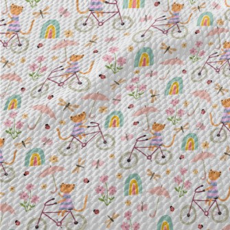 Kitten Riding A Bicycle In The Birdseye Piqué