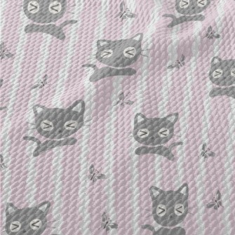 Surprised Expression Cat Birdseye Piqué