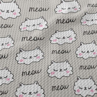 Shy Cat With Closed Eyes Birdseye Piqué