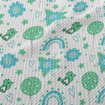 Dreamy Rainbow Bird Birdseye Piqué