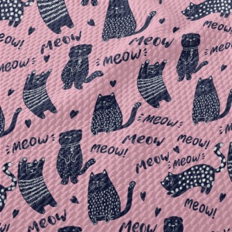 Cat With Changing Expressions Birdseye Piqué