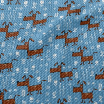 Cartoon Style Puppy Birdseye Piqué