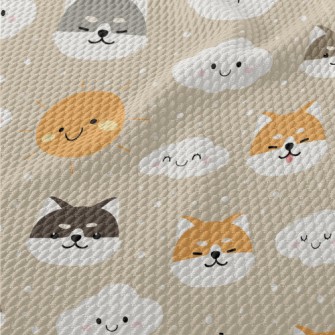 Cute Cloud Shiba Inu Birdseye Piqué