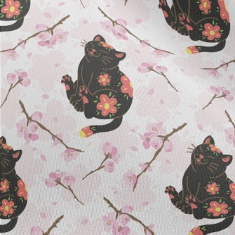 Black Cat With Cherry Blossom  Chiffon