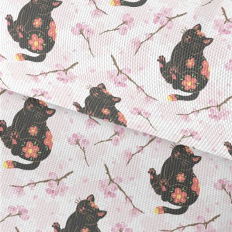 Black Cat With Cherry Blossom  Waterproof Oxford