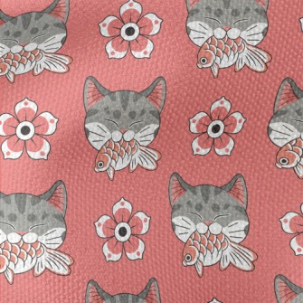 Patterned Cat Koi Waterproof Canvas