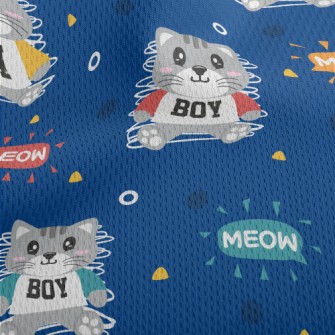 Sports Little Gray Cat Athletic Mesh Flat Back