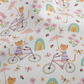 Kitten Riding A Bicycle In The Athletic Mesh Flat Back