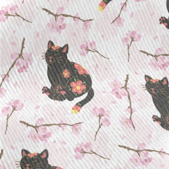 Black Cat With Cherry Blossom  Standard Corduroy