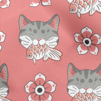 Patterned Cat Koi Micro Fleece