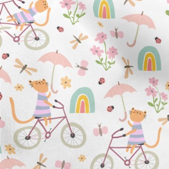 Kitten Riding A Bicycle In The Micro Fleece