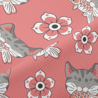 Patterned Cat Koi Piqué