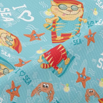 Relaxing Holiday Cat Piqué