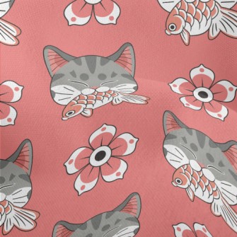 Patterned Cat Koi Lightweight Performance Linen