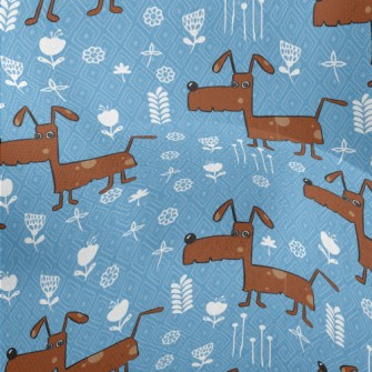 Cartoon Style Puppy Lightweight Performance Linen
