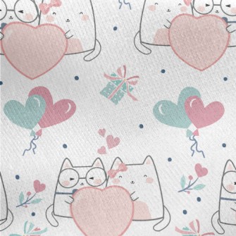 Loving Cat Couple Jersey Backed Fleece