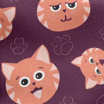 Orange Striped Cat Jersey Backed Fleece