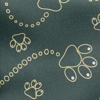 Cute Dog Footprints Jersey Backed Fleece