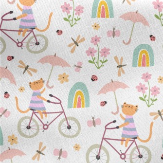 Kitten Riding A Bicycle In The Jersey Backed Fleece