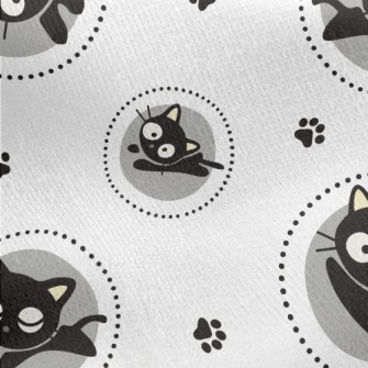 Big-eyed Black Cat Jersey Backed Fleece