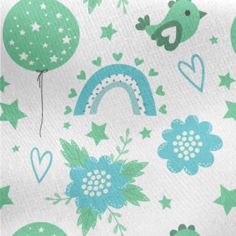 Dreamy Rainbow Bird Jersey Backed Fleece