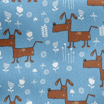 Cartoon Style Puppy Jersey Backed Fleece