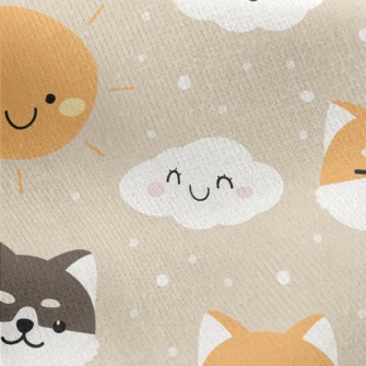 Cute Cloud Shiba Inu Jersey Backed Fleece