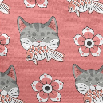 Patterned Cat Koi Pongee