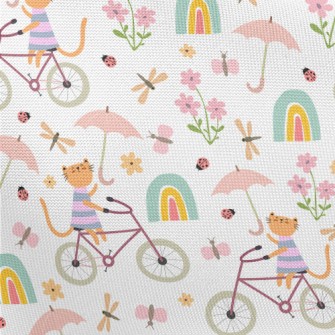 Kitten Riding A Bicycle In The Pongee