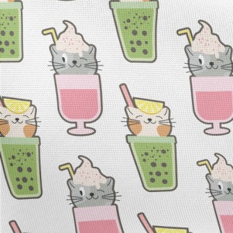 Big Head Cat Cold Drink Pongee