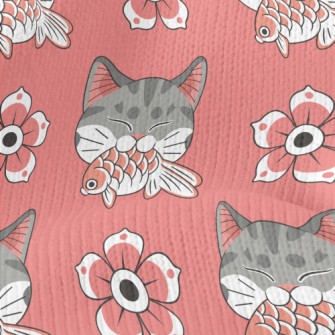 Patterned Cat Koi Stretch Jersey