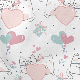 Loving Cat Couple Lightweight Cotton Poplin