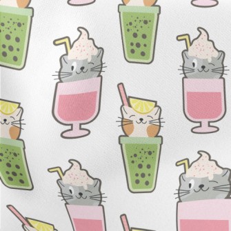 Big Head Cat Cold Drink Lightweight Cotton Poplin