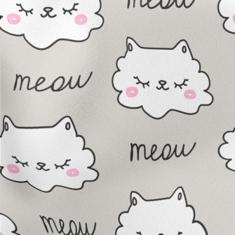 Shy Cat With Closed Eyes Lightweight Cotton Poplin