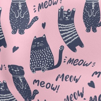 Cat With Changing Expressions Lightweight Cotton Poplin