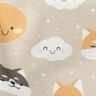 Cute Cloud Shiba Inu Lightweight Cotton Poplin