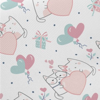 Loving Cat Couple Midweight Cotton Poplin
