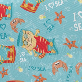 Relaxing Holiday Cat Midweight Cotton Poplin