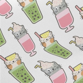 Big Head Cat Cold Drink Midweight Cotton Poplin