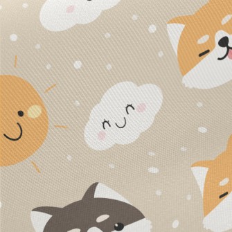 Cute Cloud Shiba Inu Midweight Cotton Poplin