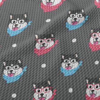 Husky With Glasses And Scarf Birdseye Piqué