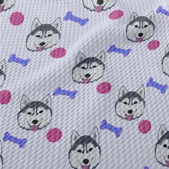 Husky And Dog Bone Birdseye Piqué