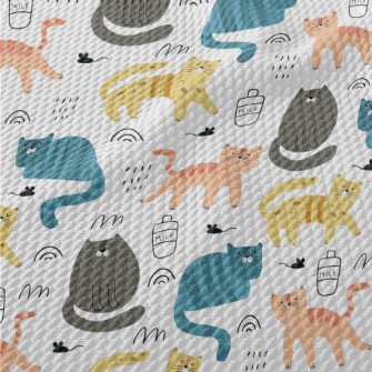 Colorful Creative Cat Birdseye Piqué