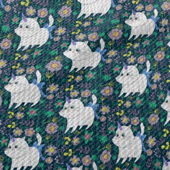 Unicorn Cat In The Colorful Wo Birdseye Piqué
