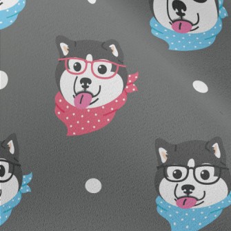 Husky With Glasses And Scarf Chiffon