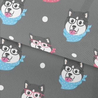 Husky With Glasses And Scarf Waterproof Oxford