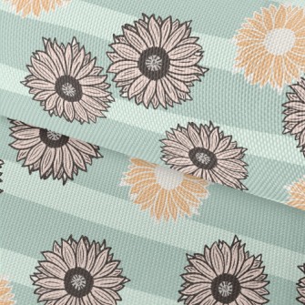 Horizontal Stripe Sunflower Waterproof Oxford