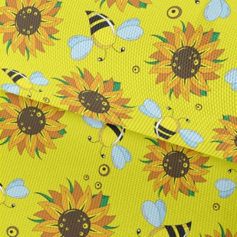Sunflowers And Bees Waterproof Oxford
