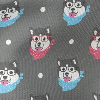 Husky With Glasses And Scarf Waterproof Canvas