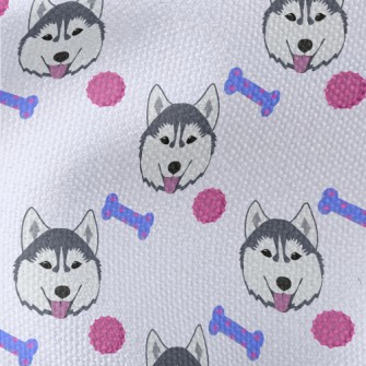 Husky And Dog Bone Waterproof Canvas